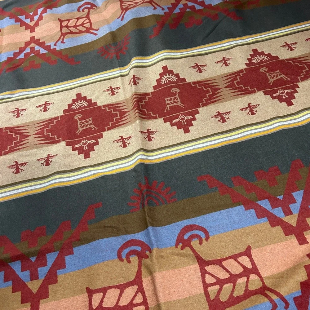 Pendleton Rock Art Curtain Vintage Double Sided Wool Red Southwestern 78x64 EX